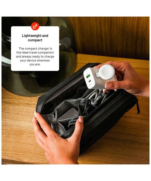 Síťová nabíječka FIXED Power Socket s USB-A a USB-C výstupem a vyklápěcí nabíječkou pro Apple Watch,