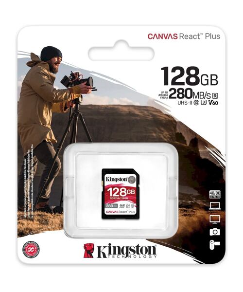 Kingston Canvas React Plus/SDHC/128GB/UHS-II U3 / Class 10