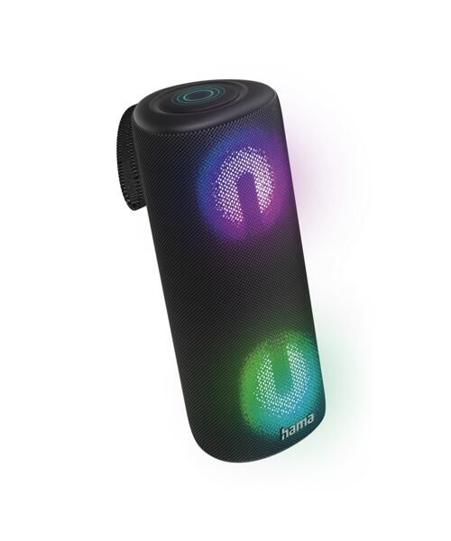 Hama Pipe 3.0, Bluetooth reproduktor, vodě odolný podle IPX5, 24 W, 10 světelných, režimů, černý