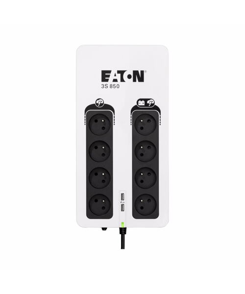 Eaton 3S 850 FR, UPS 850VA / 510W, 8 zásuvek (4 zálohované), USB, 2x USB charge, české zásuvky