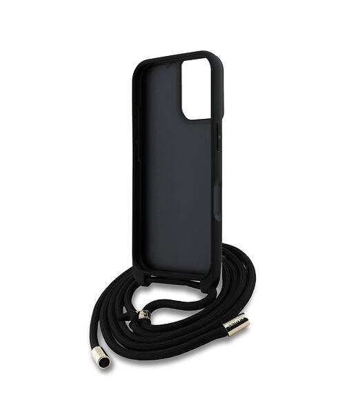 Guess PU 4G Metal Logo Crossbody Popruh Zadní Kryt pro iPhone 16 Black