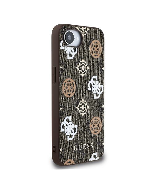 Guess PU 4G Peony MagSafe Zadní Kryt pro iPhone 16e Brown