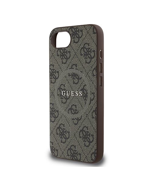 Guess PU Leather 4G Colored Ring MagSafe Zadní Kryt pro iPhone 16e Brown