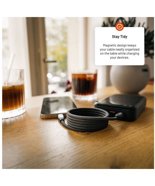 Magnetický nabíjecí a datový opletený kabel FIXED s konektory USB-C/USB-C a podporou PD, 1.2m, USB 2