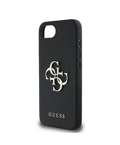 Guess PU Grained 4G Metal Logo Zadní Kryt pro iPhone 16e Black