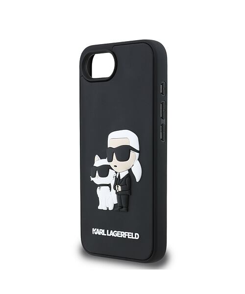 Karl Lagerfeld 3D Rubber Karl and Choupette Zadní Kryt pro iPhone 16e Black