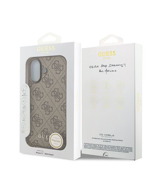 Guess 4G Charm MagSafe Zadní Kryt pro iPhone 17 Tone on Tone Brown