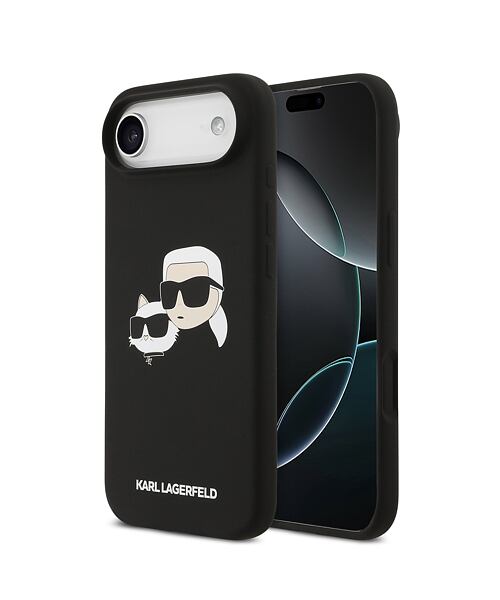 Karl Lagerfeld Liquid Silicone Double Heads MagSafe Zadní Kryt pro iPhone Air Black