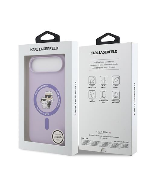 Karl Lagerfeld Liquid Silicone Karl and Choupette MagSafe Zadní Kryt pro iPhone Air Purple