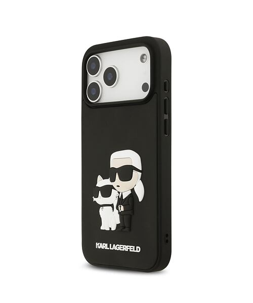 Karl Lagerfeld 3D Rubber Karl and Choupette Zadní Kryt pro iPhone 17 Pro Max Black