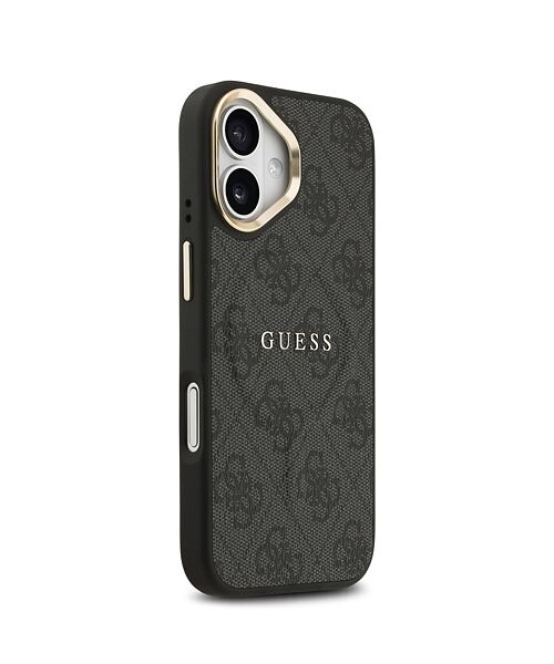 Guess PU Leather 4G Gold Frame MagSafe Zadní Kryt pro iPhone 17 Black