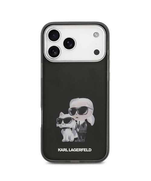 Karl Lagerfeld IML Aquarelle Karl and Choupette Zadní Kryt pro iPhone 17 Pro Max Black