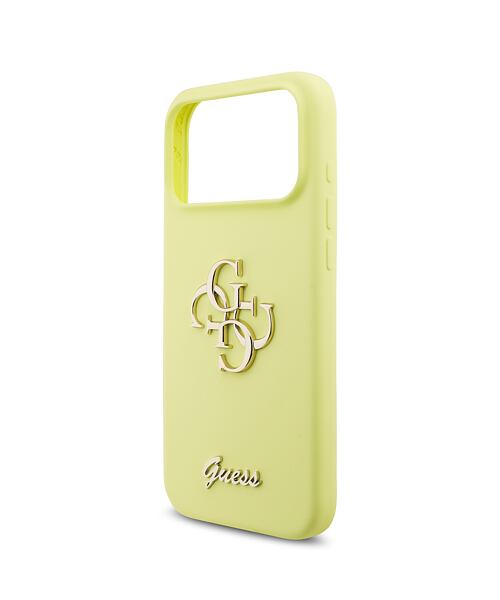 Guess Liquid Silicone 4G Metal Logo Zadní Kryt pro iPhone 17 Pro Max Yellow