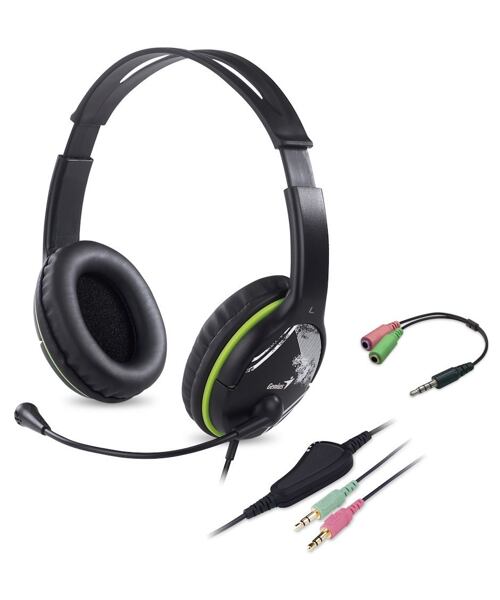 Sluchátka s mik. GENIUS HS-400A green + redukce