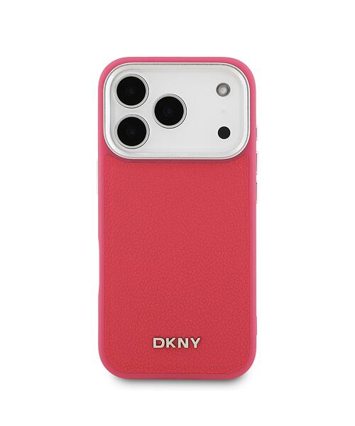 DKNY PU Leather Metal Logo Wrist Chain MagSafe Zadní Kryt pro iPhone 17 Pro Pink