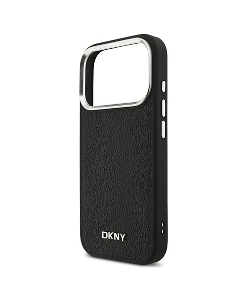 DKNY PU Leather Metal Logo Wrist Chain MagSafe Zadní Kryt pro iPhone 17 Pro Black