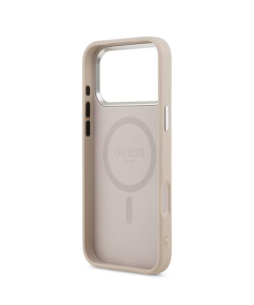 Guess PU Leather Triangle Logo MagSafe Zadní Kryt pro iPhone 17 Pro Pink