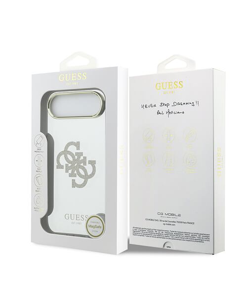 Guess PC/TPU Mirror 4G Glitter Logo MagSafe Zadní Kryt pro iPhone Air Gold