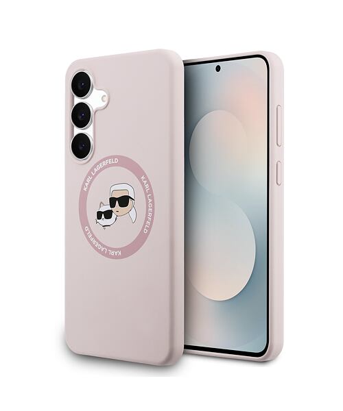 Karl Lagerfeld Liquid Silicone K&CH Heads MagSafe Zadní Kryt pro Samsung Galaxy S25 FE Pink