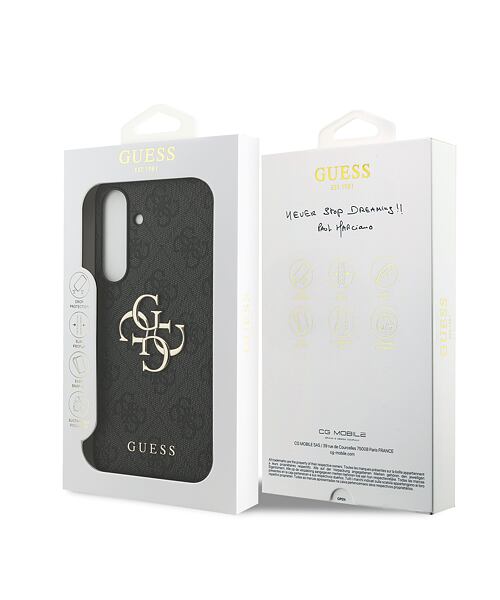 Guess PU 4G Metal Logo Zadní Kryt pro Samsung Galaxy S25 FE Grey