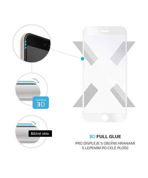 FIXED Full-Cover Ochranné tvrzené sklo pro Apple iPhone 7 Plus/8 Plus, bílé