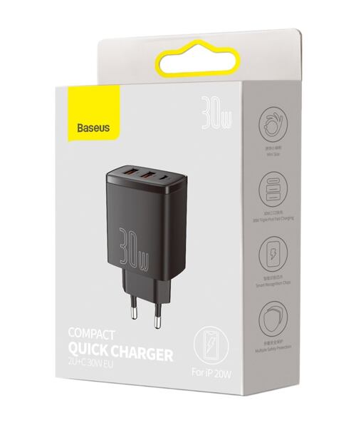Baseus CCXJ-E01 Compact Quick Nabíječka USB-C 30W Black