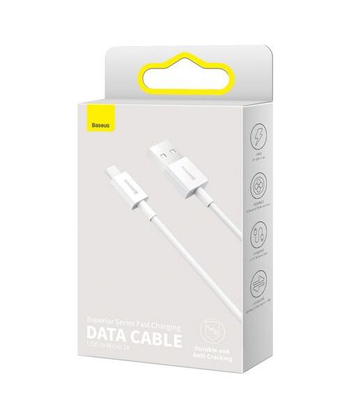 Baseus CAMYS-02 Superior Fast Charging Datový Kabel MicroUSB 2A 1m White