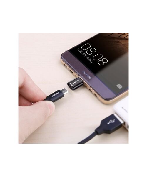 Baseus adaptér z microUSB na USB-C černý