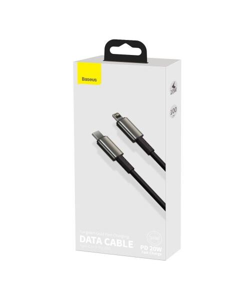 Baseus CATLWJ-01 Tungsten Gold Fast Charge Kabel USB-C to Lightning 20W 1m Black