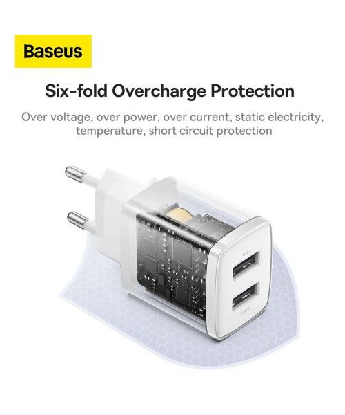 Baseus CCXJ010202 Compact Nabíječka 2xUSB 10,5W White