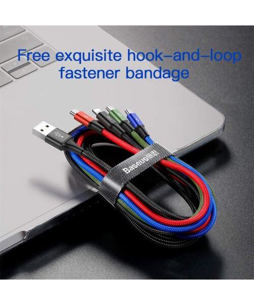 Baseus CA1T4-A01 Fast 4in1 Kabel 2x Lightning, USB-C, MicroUSB 3.5A 1.2m Black