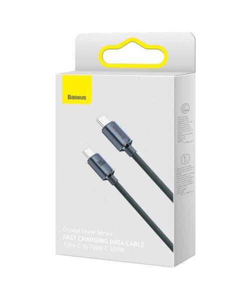 Baseus CAJY000601 Crystal Shine Series Datový Kabel USB-C - USB-C 100W 1,2m Black