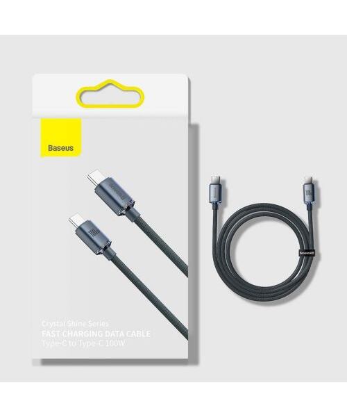 Baseus CAJY000601 Crystal Shine Series Datový Kabel USB-C - USB-C 100W 1,2m Black