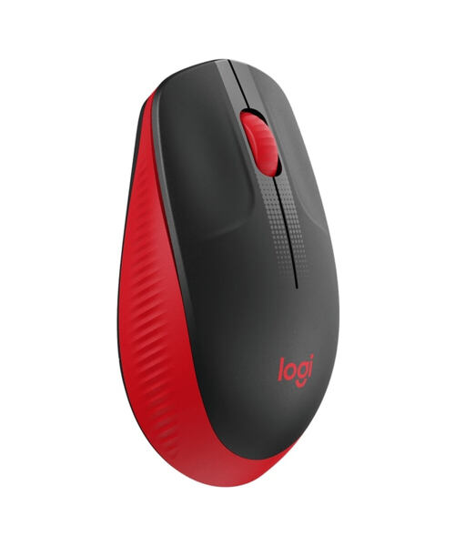 Logitech M190/Kancelářská/Optická/1 000 DPI/Bezdrátová USB/Černá-červená