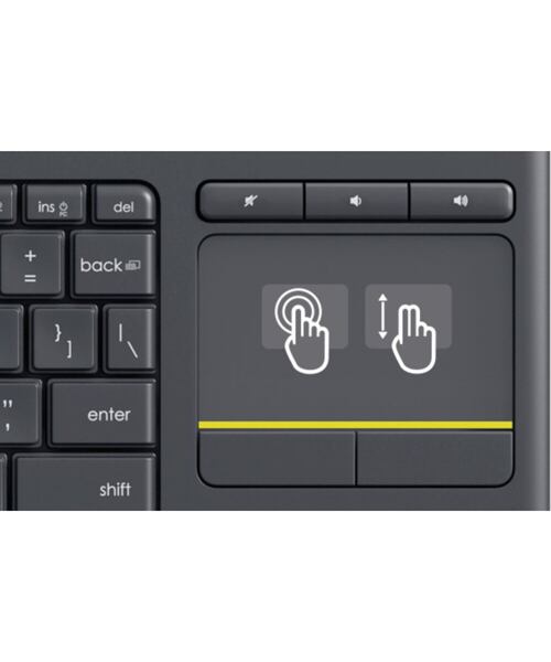 Logitech K400 plus/Bezdrátová USB/CZ-SK layout/Černá