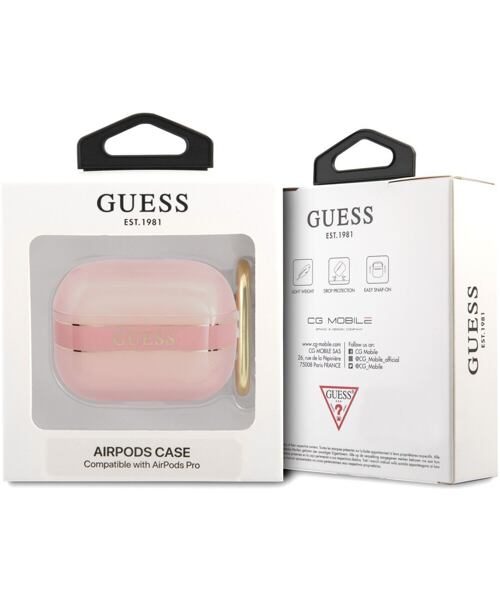 GUAPHHTSP Guess TPU Printed Stripe Pouzdro pro Airpods Pro Pink