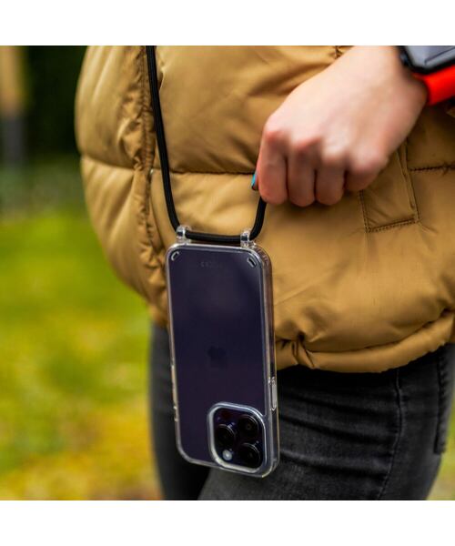 Pouzdro FIXED Pure Neck s černou šňůrkou na krk pro Apple iPhone 13