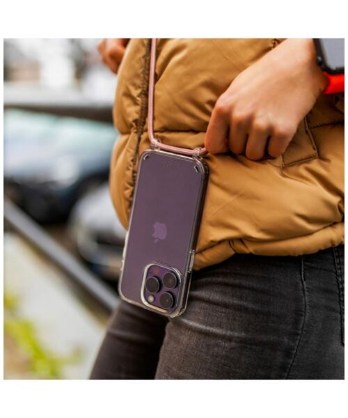 Pouzdro FIXED Pure Neck s růžovou šňůrkou na krk pro Samsung Galaxy S23+