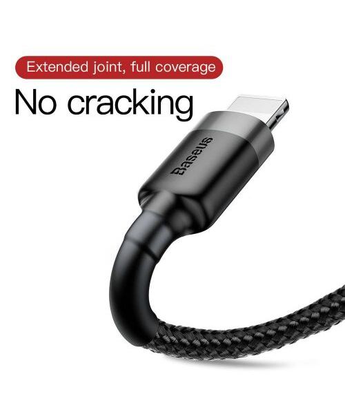 Baseus datový kabel Cafule Lightning 0,5m 2,4A šedo-černý