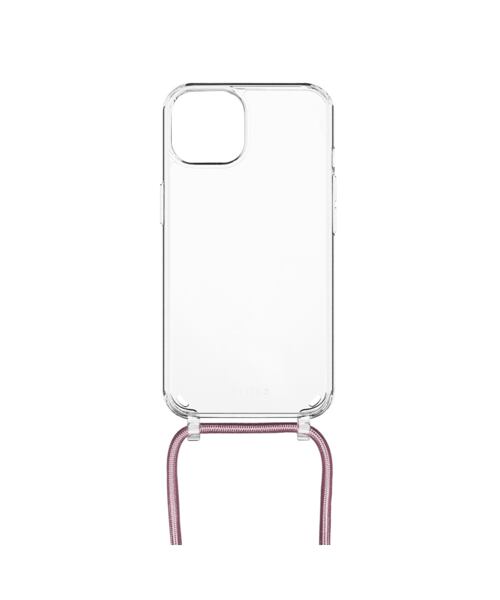 Pouzdro FIXED Pure Neck s růžovou šňůrkou na krk pro Apple iPhone 14