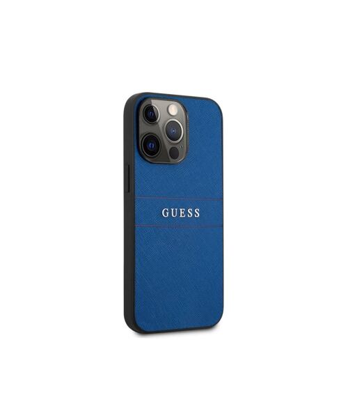 Guess GUHCP13LPSASBBL PU Leather Saffiano Zadní Kryt pro iPhone 13 Pro Blue