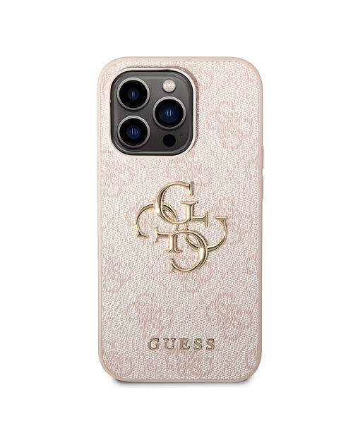 Guess PU 4G Metal Logo Zadní Kryt pro iPhone 15 Pro Max Pink
