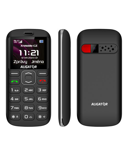 ALIGATOR A720 4G Senior černý + nabíjecí stojánek