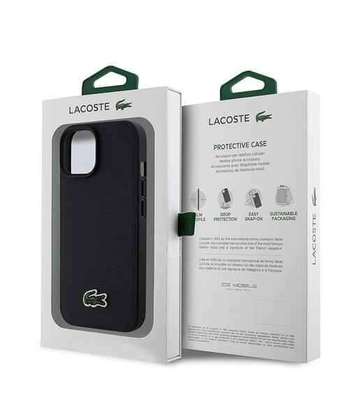 Lacoste Iconic Petit Pique Woven Logo Magsafe Zadní Kryt pro iPhone 15 Black