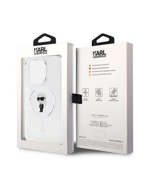 Karl Lagerfeld IML Ikonik MagSafe Zadní Kryt pro iPhone 15 Pro Transparent