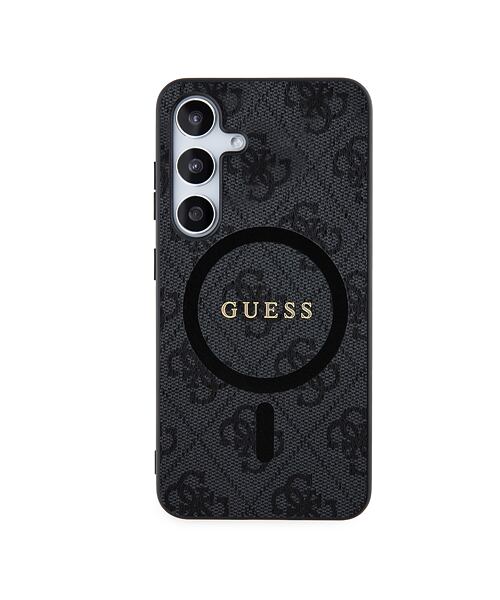 Guess PU Leather 4G Colored Ring MagSafe Zadní Kryt pro Samsung Galaxy S24 Black
