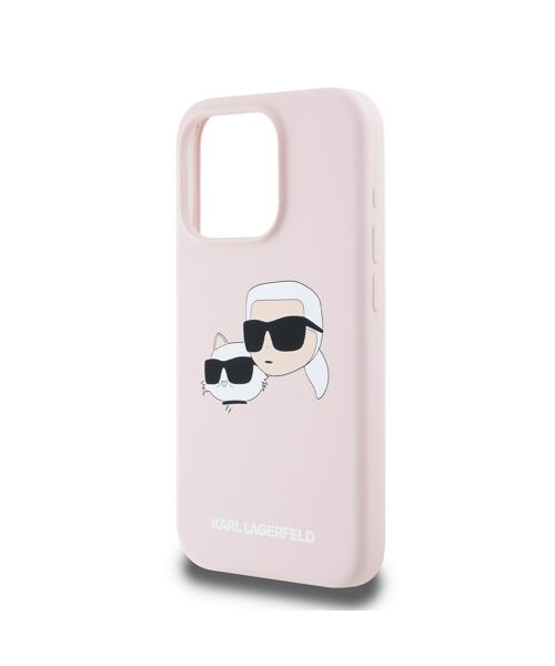 Karl Lagerfeld Liquid Silicone Double Heads Magsafe Zadní Kryt pro iPhone 15 Pro Pink