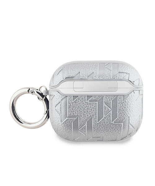 Karl Lagerfeld PU Embossed Choupette Head Pouzdro pro AirPods Pro 2 Silver