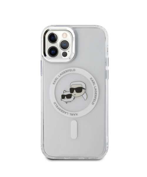 Karl Lagerfeld IML K&CH Heads Metal Frame MagSafe Zadní Kryt pro iPhone 12/12 Pro Transparent