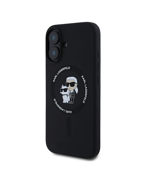 Karl Lagerfeld Liquid Silicone Karl and Choupette MagSafe Zadní Kryt pro iPhone 16 Black